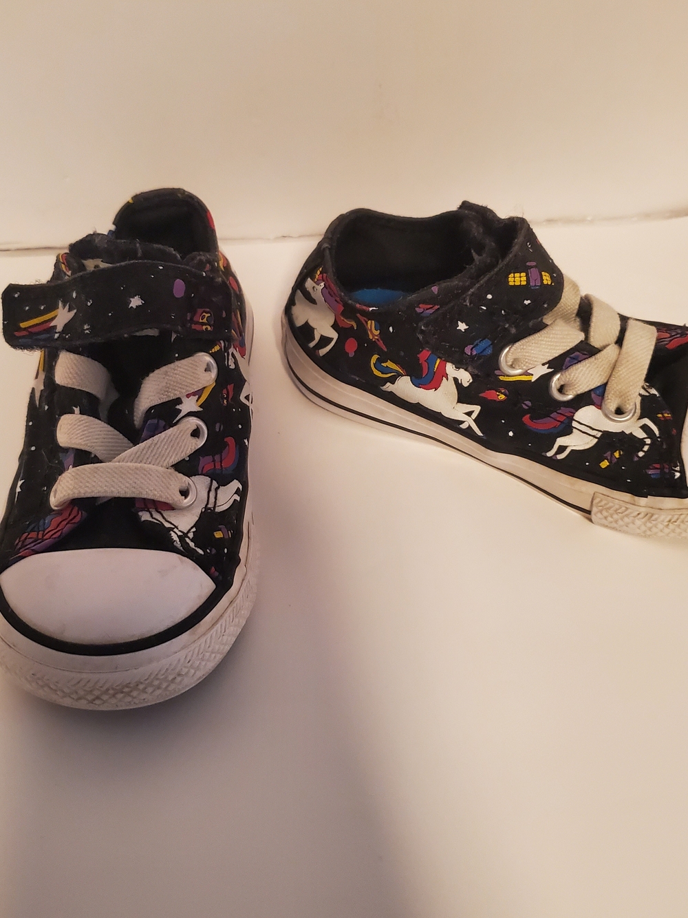 Converse Kids Black Unicorn Canvas Sneakers with Rainbow Accents